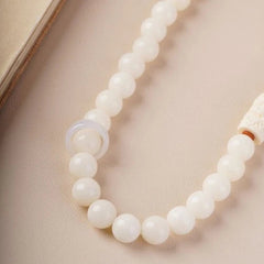 White Jade Bodhi Bracelet Double Circle White Tara Hand String Buddha Beads 07FC0E-D4 - KOEEK