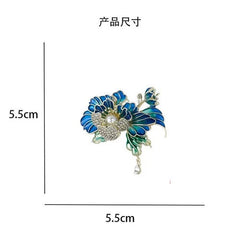 Chinese Enamel Peony Flower Brooch Vintage Cloisonne Pin Hanfu Dress Jewelry 07FC0E-D4 - KOEEK