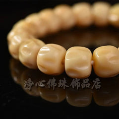 12*9mm Natural Single Loop Bead Bracelet Ghee Yellow Barrel Beads Unisex 07FC0E-D4 - KOEEK