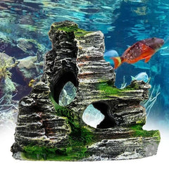 Aquarium Ornament Rockery Hiding Mountain Cave Home Fish Tank Decor Resin RESIN - KOEEK