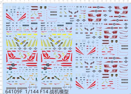 1/144 F-14 VF-1 Wolf Pack VF-111 SUNDOWNER VF-41 Black Aces Markings Water Decal 07FC0E-D4 - KOEEK