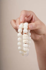 White Jade Bodhi Bracelet Double Circle White Tara Hand String Buddha Beads 07FC0E-D4 - KOEEK