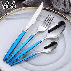 Rainbow Flatware Set Gold Cutlery Sets Stainless Steel Dinnerware Set 07FC0E-D4 - KOEEK