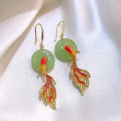 Chinese Style Feng Shui Koi Fish Earrings Studs for Women 07FC0E-D4 - KOEEK