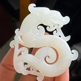 China Natural Old Jade Carving Flying Dragon Pendant Collection Ornament 07FC0E-D4 - KOEEK