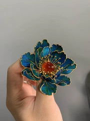 Filigree Inlay Flower Brooch Vintage Pin Chinese Style Accessory 07FC0E-D4 - KOEEK