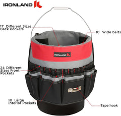 new IRONLAND Bucket Tool Organizer Fit 3.5-5 Gallon Bucket, 51 Medium, Red IRONLAND - KOEEK