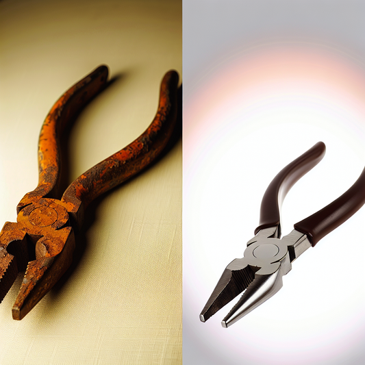 A pair of rusty old pliers. He took them over and refurbished them. The finished product was a bit reluctant to use.