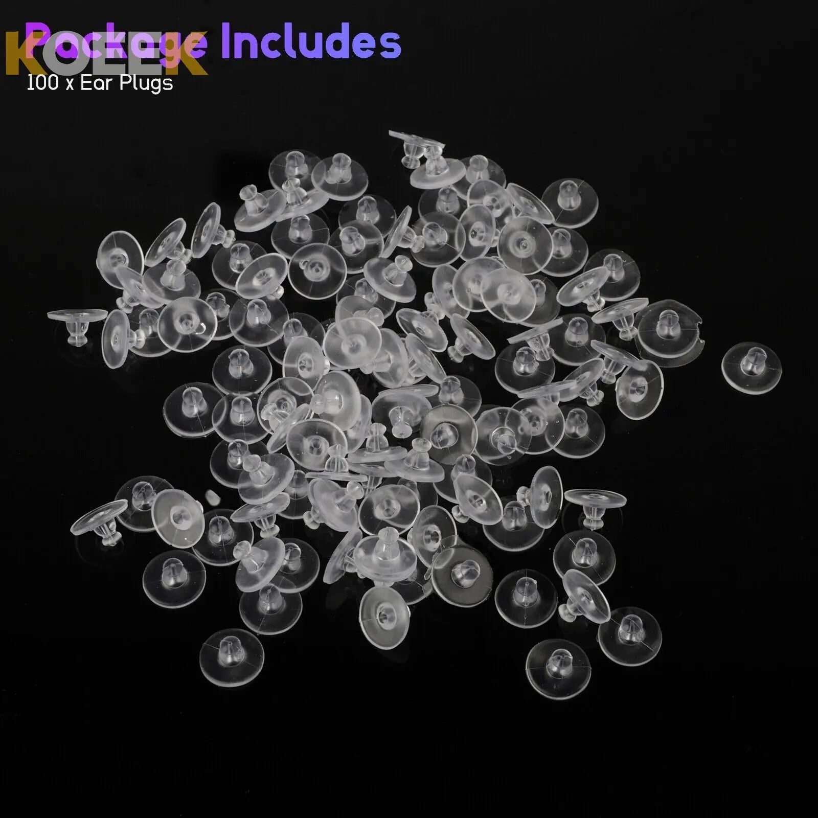 100Pcs Clear Earring Backs Safety Ear Stoppers Replacement Fish Hook Post Studs koeek - KOEEK