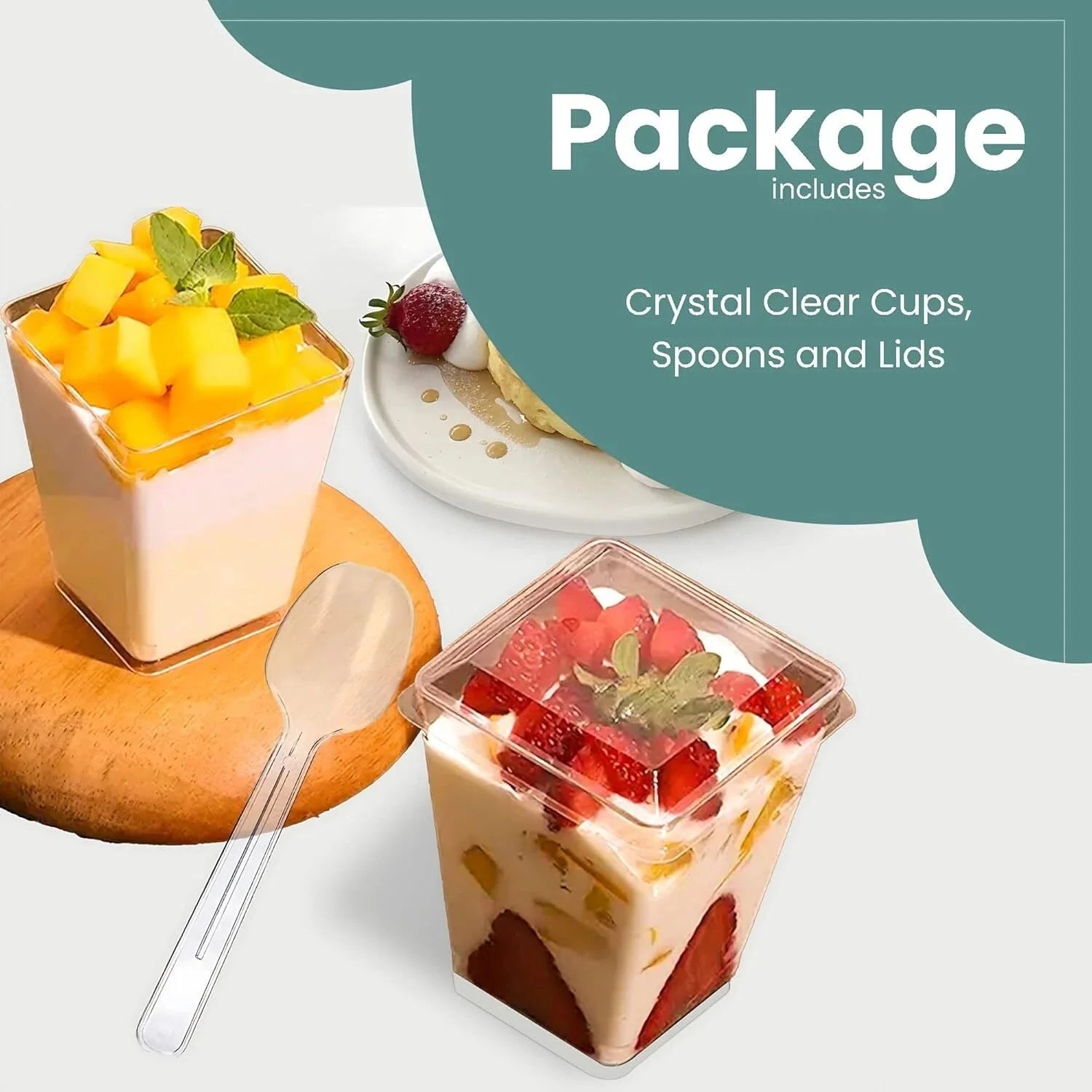 100 Pack 5 oz Plastic Dessert Cups with Lids and Spoons, Parfait Cups with Lids 07FC0E-D4 - KOEEK [2]