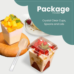 100 Pack 5 oz Plastic Dessert Cups with Lids and Spoons, Parfait Cups with Lids 07FC0E-D4 - KOEEK [2]