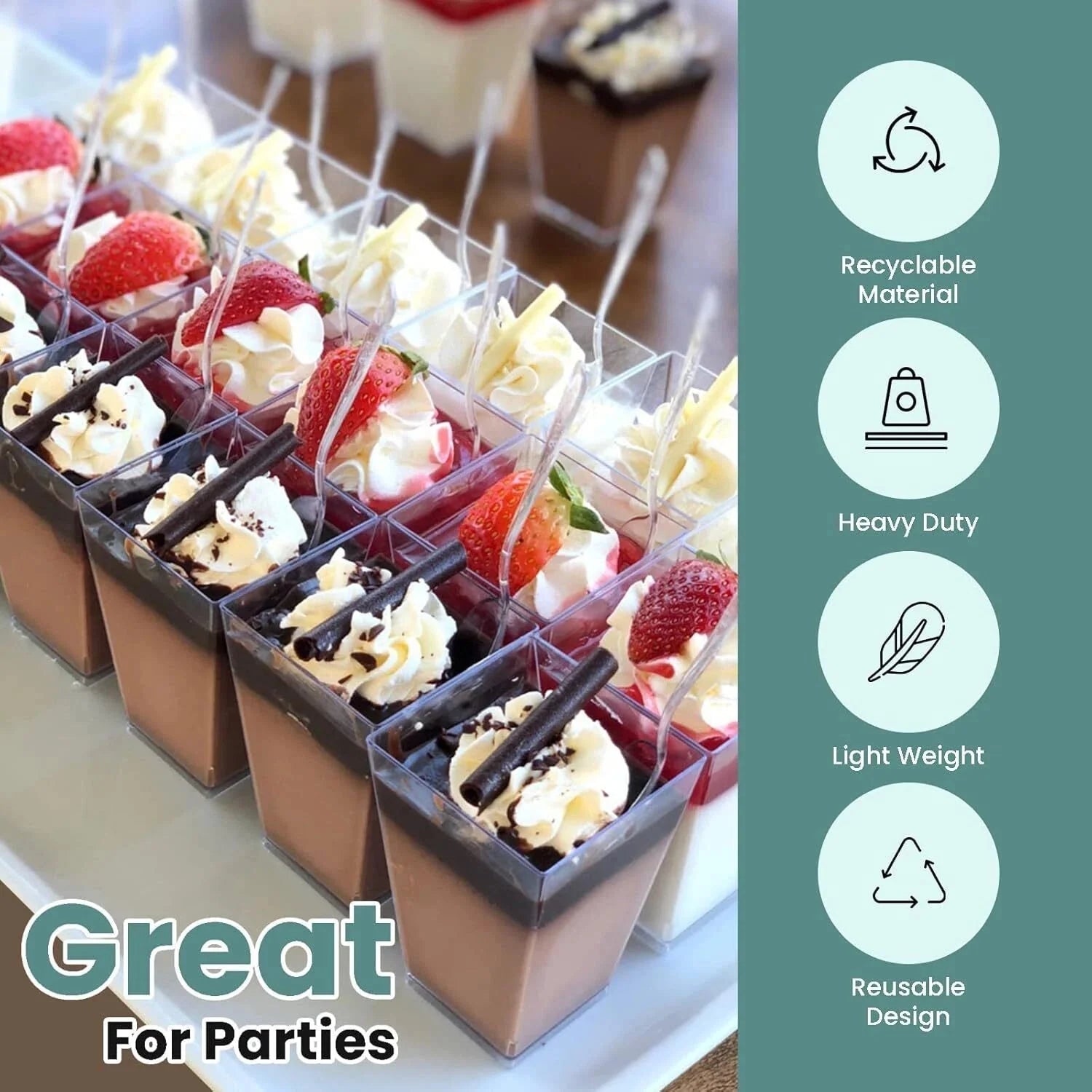 100 Pack 5 oz Plastic Dessert Cups with Lids and Spoons, Parfait Cups with Lids 07FC0E-D4 - KOEEK [5]