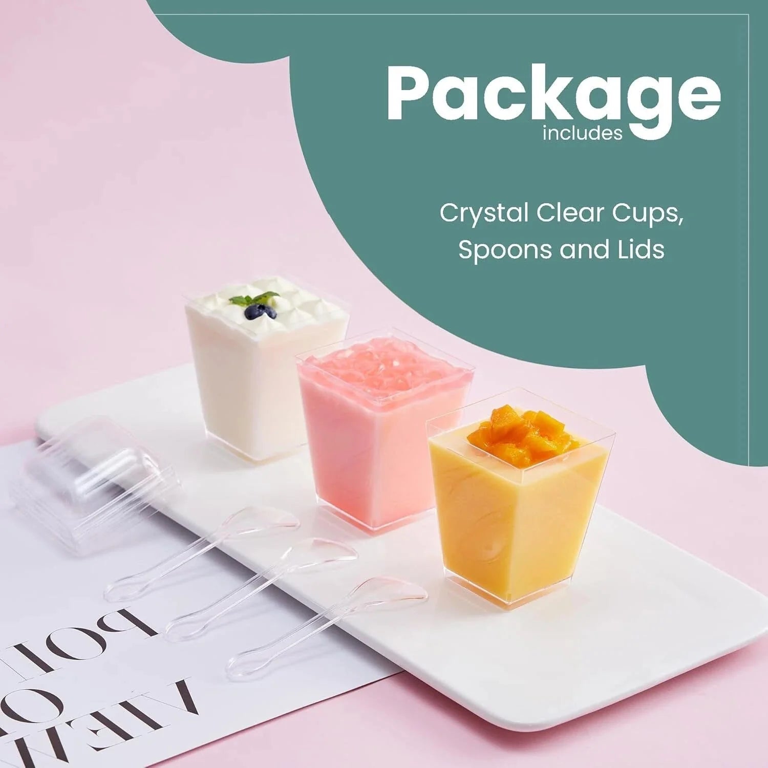 100 Pack 5 oz Plastic Dessert Cups with Lids and Spoons, Parfait Cups with Lids 07FC0E-D4 - KOEEK [7]