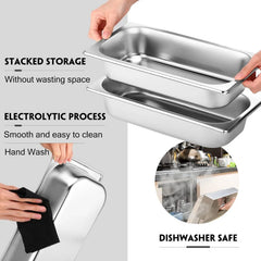 10 Pack Hotel Pan, Stainless Steel Steamer, 1/3 Size, 0.8 mm Thick 07FC0E-D4 - KOEEK [4]