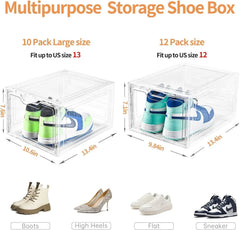10-Pack Large Shoe Box Clear plastic stackable shoe box,holds up to size13 shoes 07FC0E-D4 - KOEEK [3]