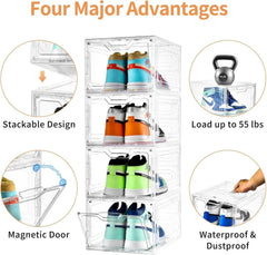 10-Pack Large Shoe Box Clear plastic stackable shoe box,holds up to size13 shoes 07FC0E-D4 - KOEEK [4]