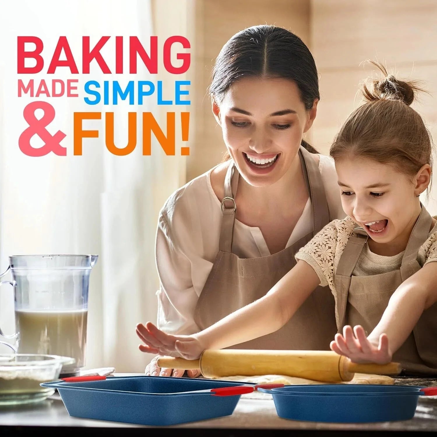 10-Piece Nonstick Bakeware Set - Premium Carbon Steel Baking Pans w/Silicone 07FC0E-D4 - KOEEK [5]