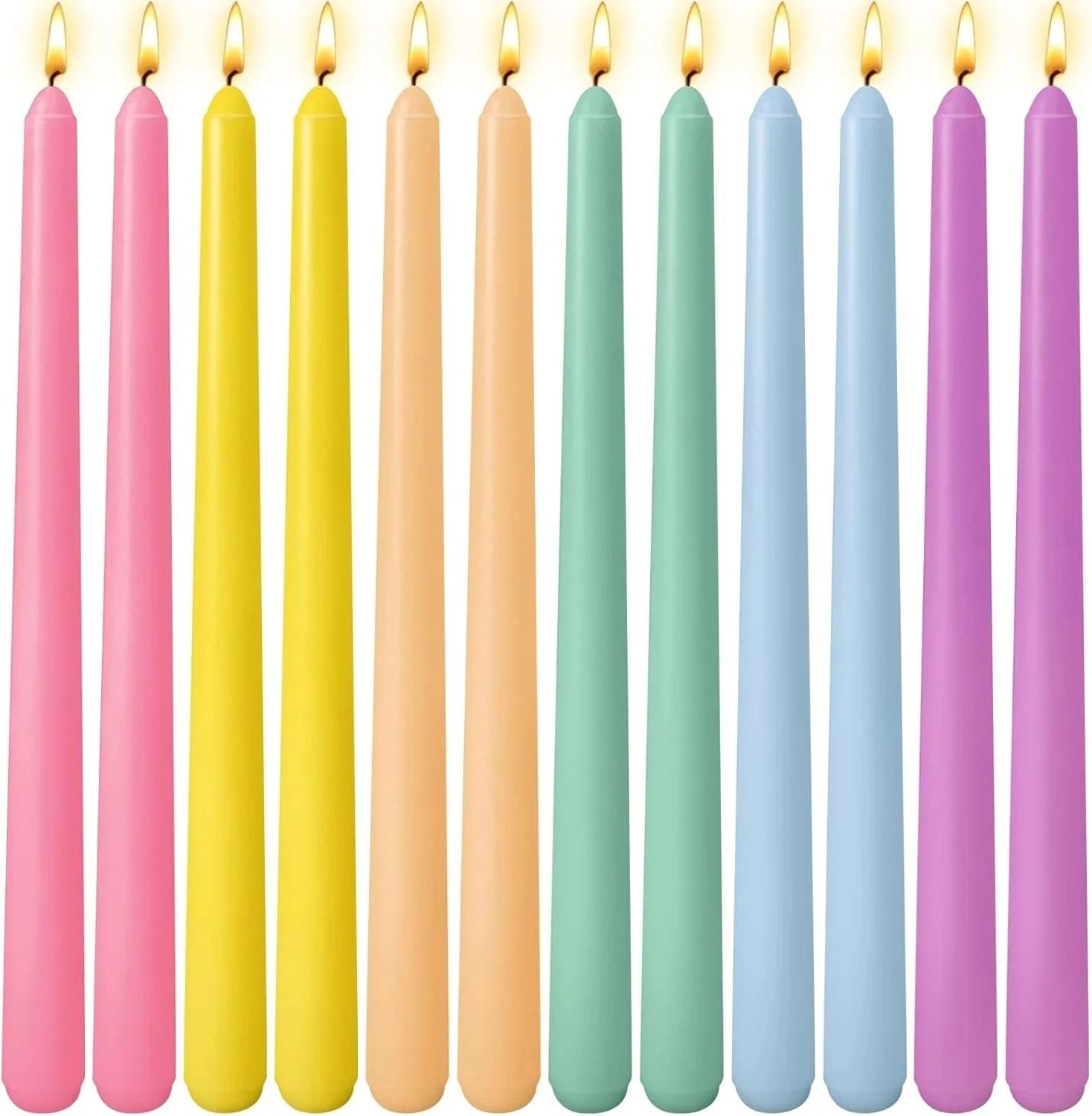12 Pack 10 inch Multi-Color Taper Candle Set for Holiday Dinner Party 07FC0E-D4 - KOEEK [1]