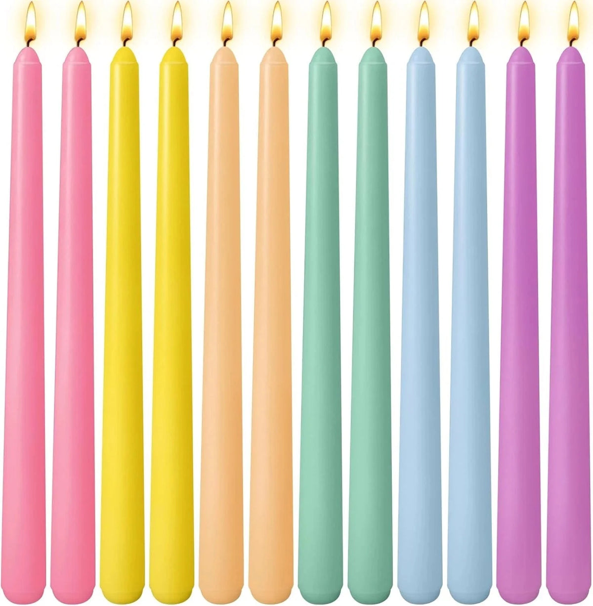 12 Pack 10 inch Multi-Color Taper Candle Set for Holiday Dinner Party 07FC0E-D4 - KOEEK [1]