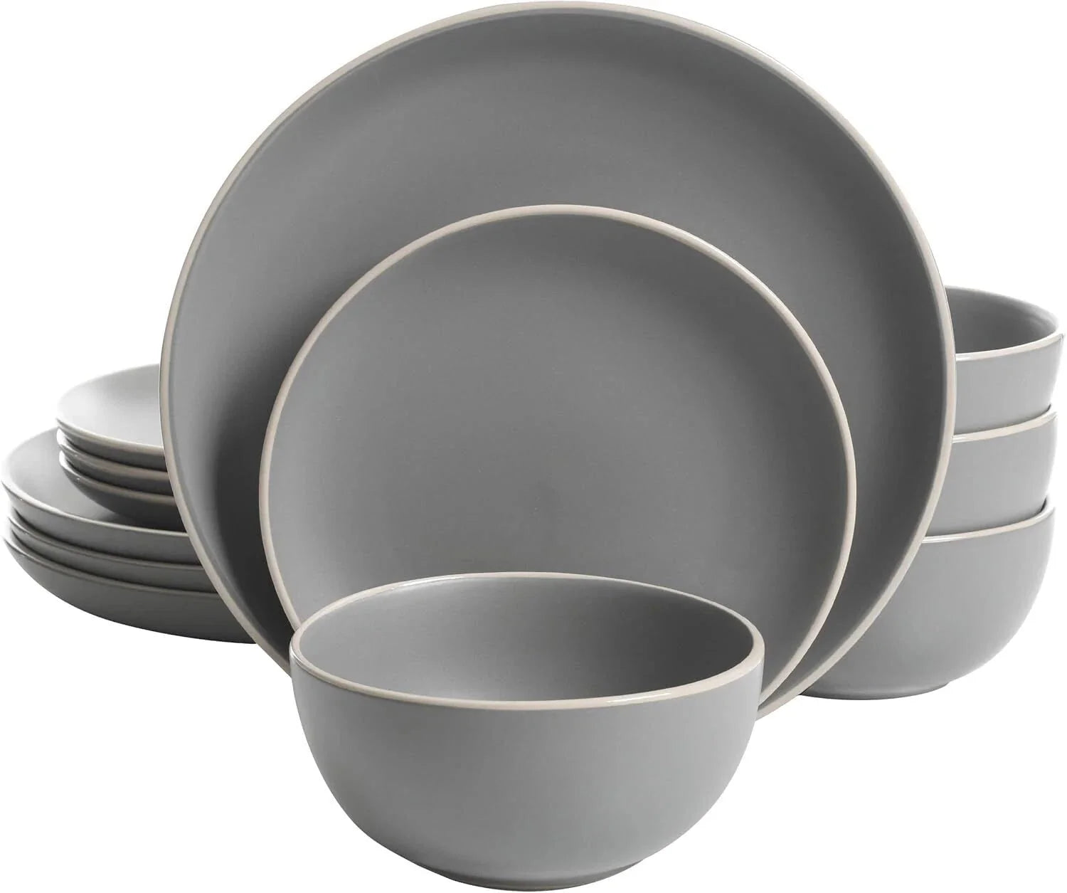 12 Piece Dining Set for 4, Gray Matte - Black Matte - Gray Matte 07FC0E-D4 - KOEEK [1]