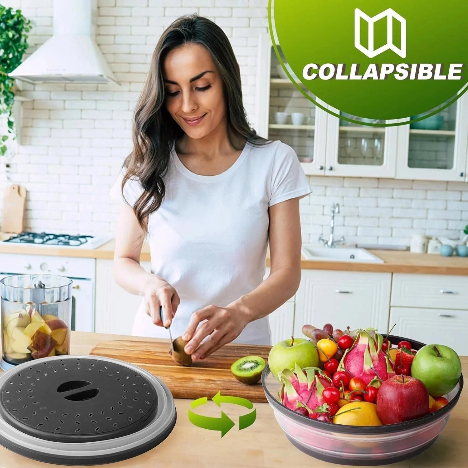 12" Microwave food Cover & Mat,Vented Collapsible Splatter Guard dish Plate lid 07FC0E-D4 - KOEEK [5]