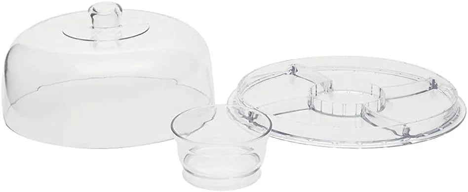 (12") 6 in 1 Acrylic Cake Stand with Dome Lid Multifunctional Serving Plate 07FC0E-D4 - KOEEK [6]