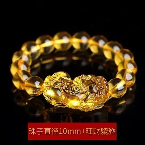 12mm Natural Yellow Citrine Pixiu Bracelet Wealth Charm Feng Shui 07FC0E-D4 - KOEEK [6]
