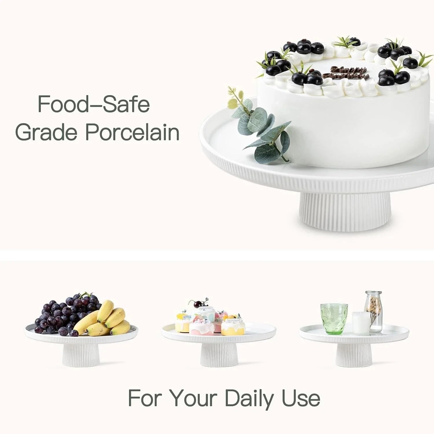 13 Inch Cake Stand, Ceramic Cake Stands for Party, Elegant Wedding Cake Plate 07FC0E-D4 - KOEEK [5]