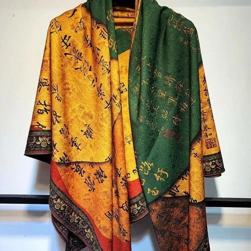 140x140cm Double Sided Xiangyun Silk Scarf Chinese Style Shawl Wrap 1pc 07FC0E-D4 - KOEEK [1]