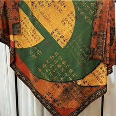 140x140cm Double Sided Xiangyun Silk Scarf Chinese Style Shawl Wrap 1pc 07FC0E-D4 - KOEEK [2]