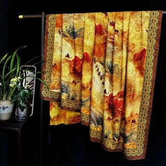 140x140cm Silk Road Pattern Xiangyun Silk Scarf Chinese Style Shawl Wrap 07FC0E-D4 - KOEEK [1]