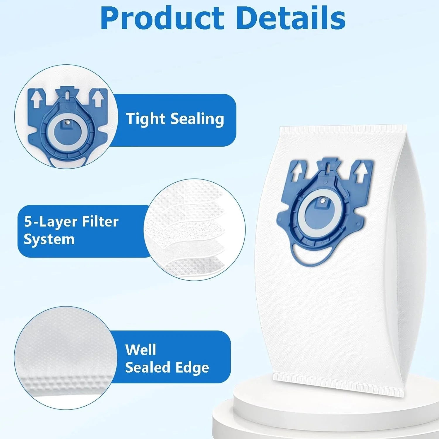 14 Pack 3D Airclean GN Vacuum Bags Compatible with Miele Classic C1, Complete 07FC0E-D4 - KOEEK [5]