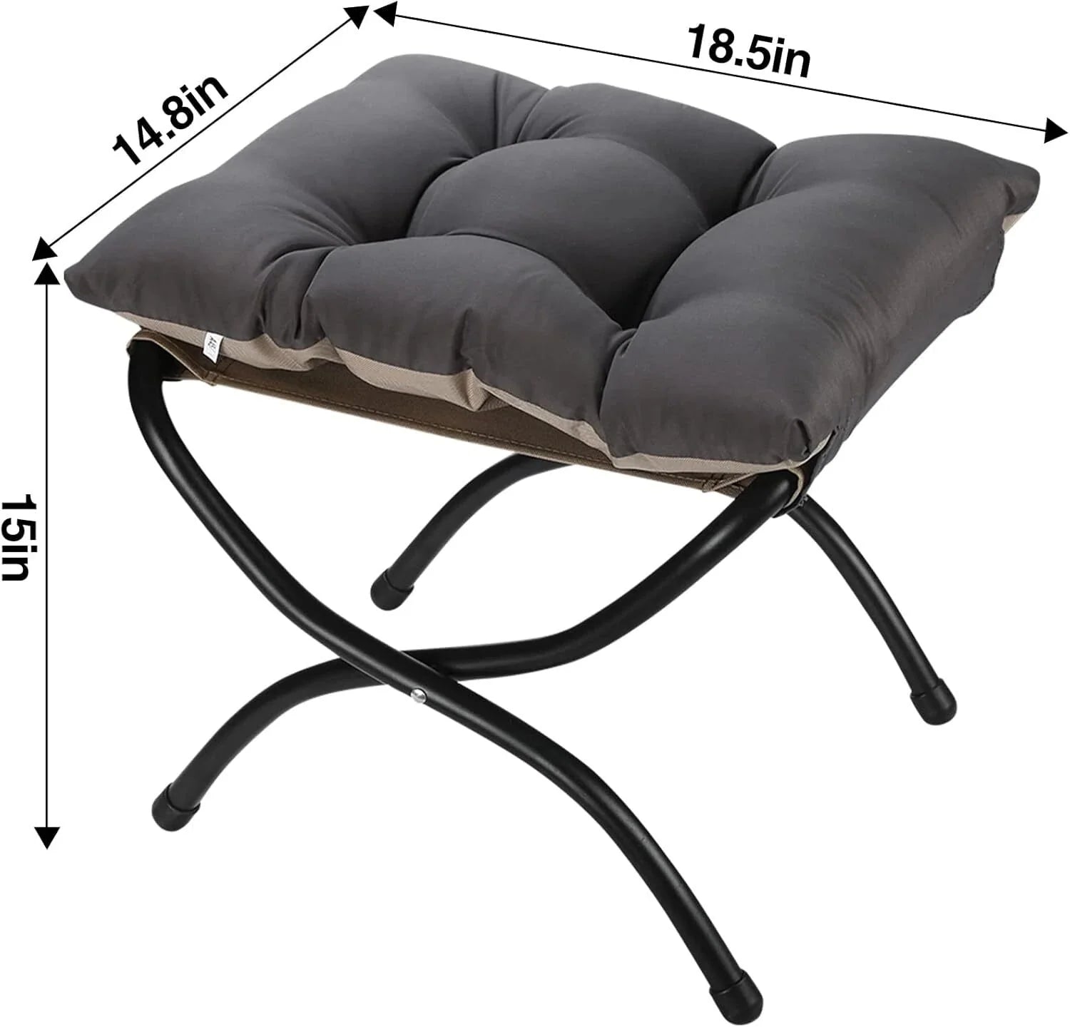 15 Folding Footstool for Patio,Small Outdoor Decorative Bench,Washable Dark Gray 07FC0E-D4 - KOEEK [6]