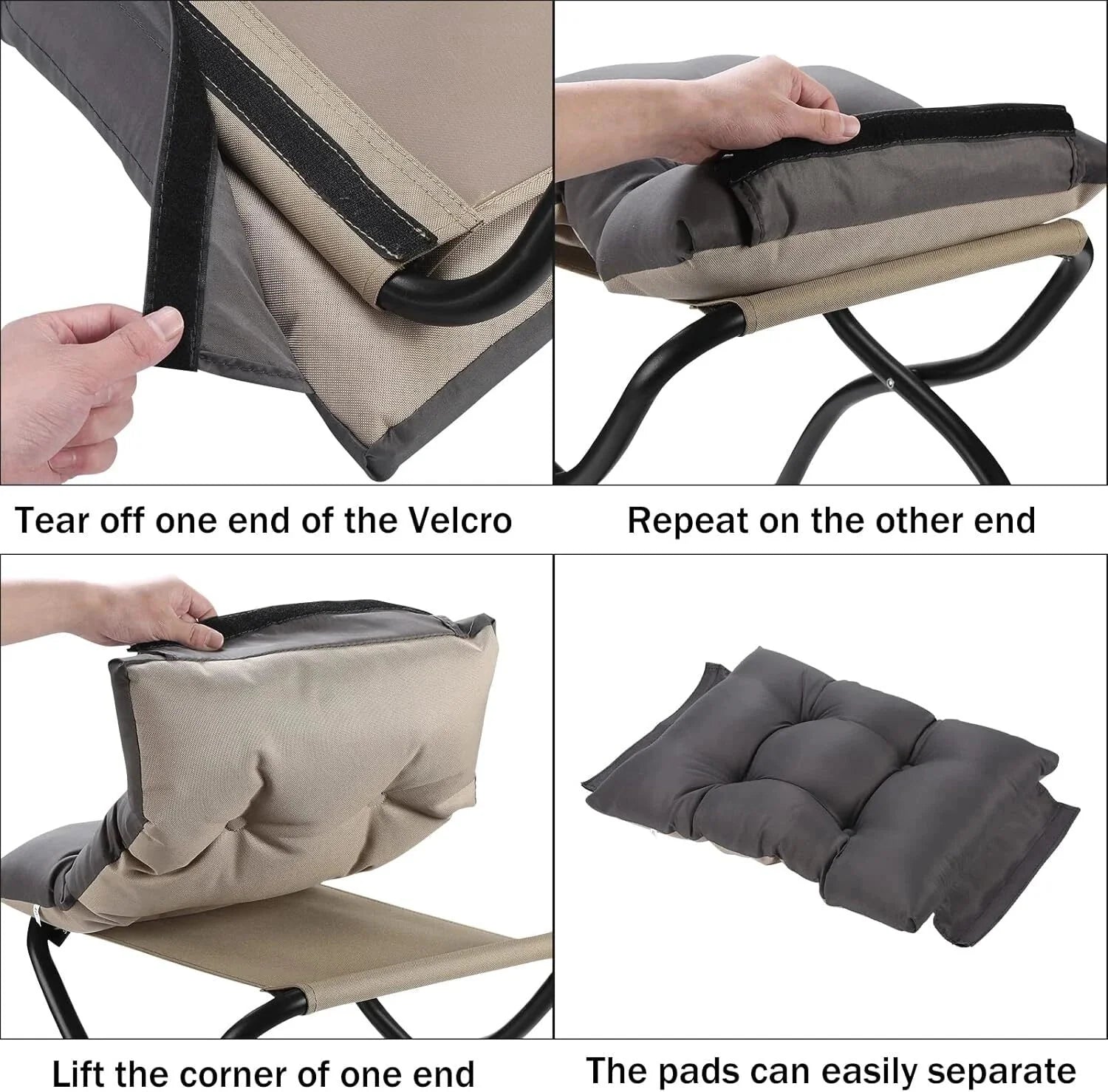 15 Folding Footstool for Patio,Small Outdoor Decorative Bench,Washable Dark Gray 07FC0E-D4 - KOEEK [8]