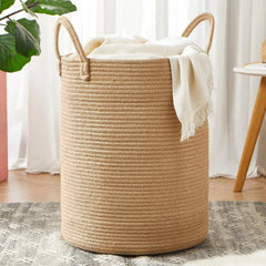 15 inches × 20 inches Ramie woven laundry basket Rattan rope clothing 07FC0E-D4 - KOEEK [1]
