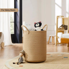 15 inches × 20 inches Ramie woven laundry basket Rattan rope clothing 07FC0E-D4 - KOEEK [4]