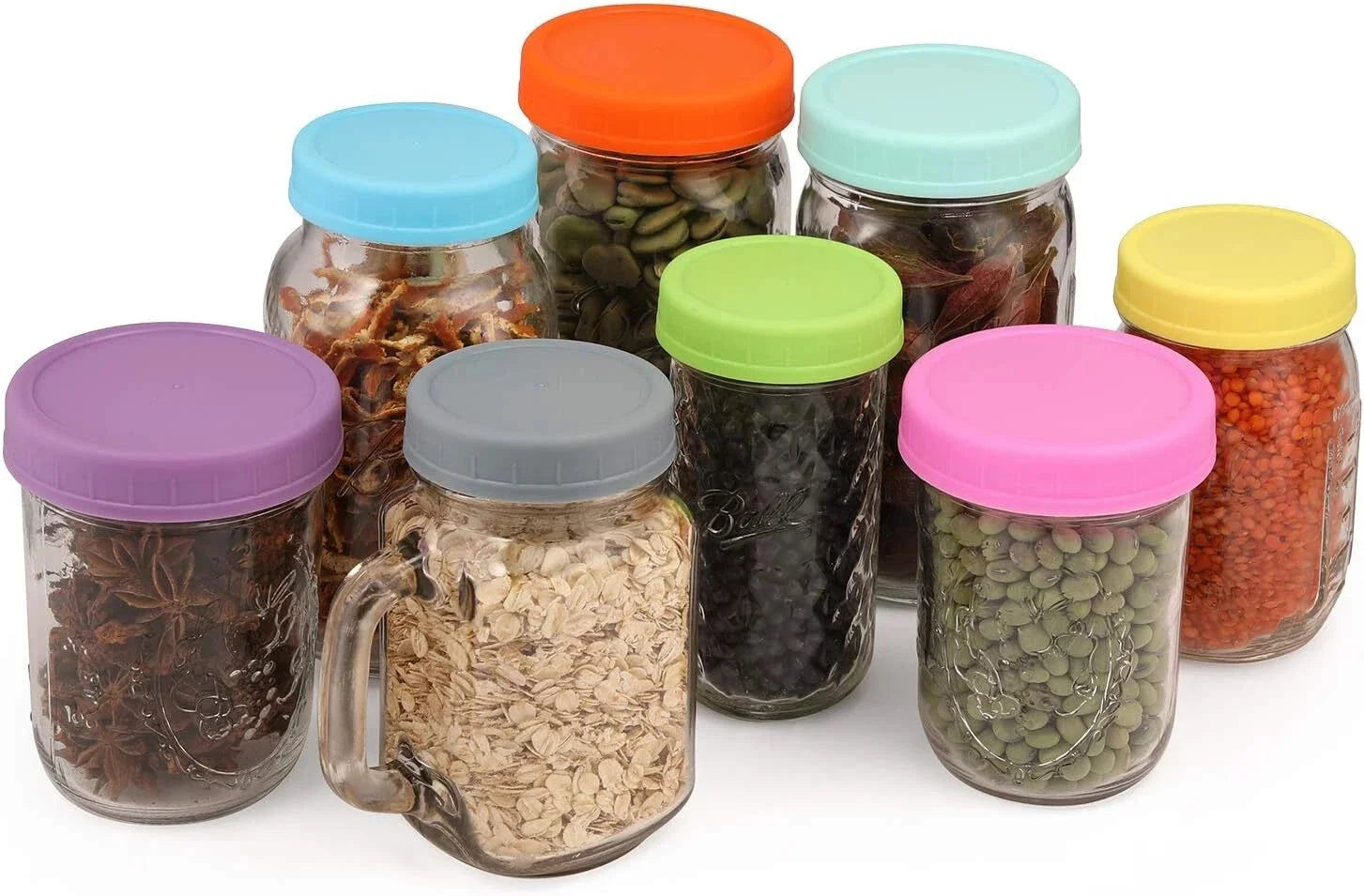 [16 Pack] Colored Plastic Mason Jar Lids Fits Ball, Kerr & More 07FC0E-D4 - KOEEK [6]