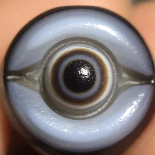 16mmTibetan Old Agate Eye Bead Carved One Eye Dzi Style High Polish Jewelry 07FC0E-D4 - KOEEK [1]