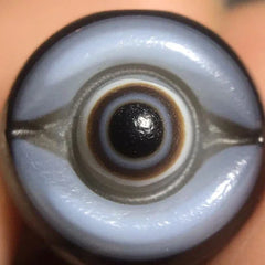 16mmTibetan Old Agate Eye Bead Carved One Eye Dzi Style High Polish Jewelry 07FC0E-D4 - KOEEK [1]