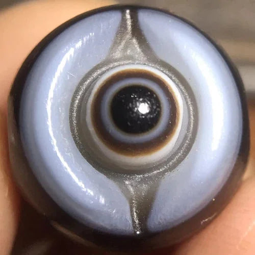 16mmTibetan Old Agate Eye Bead Carved One Eye Dzi Style High Polish Jewelry 07FC0E-D4 - KOEEK [7]
