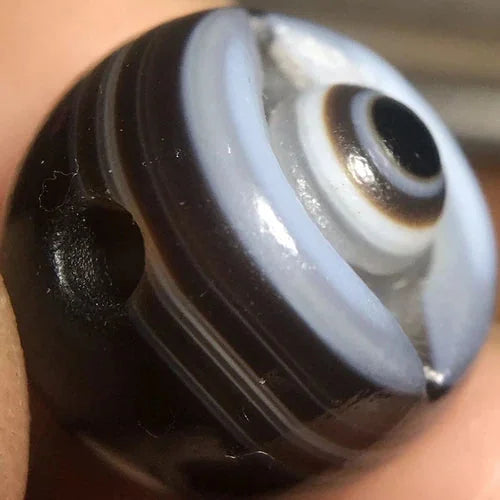16mmTibetan Old Agate Eye Bead Carved One Eye Dzi Style High Polish Jewelry 07FC0E-D4 - KOEEK [9]