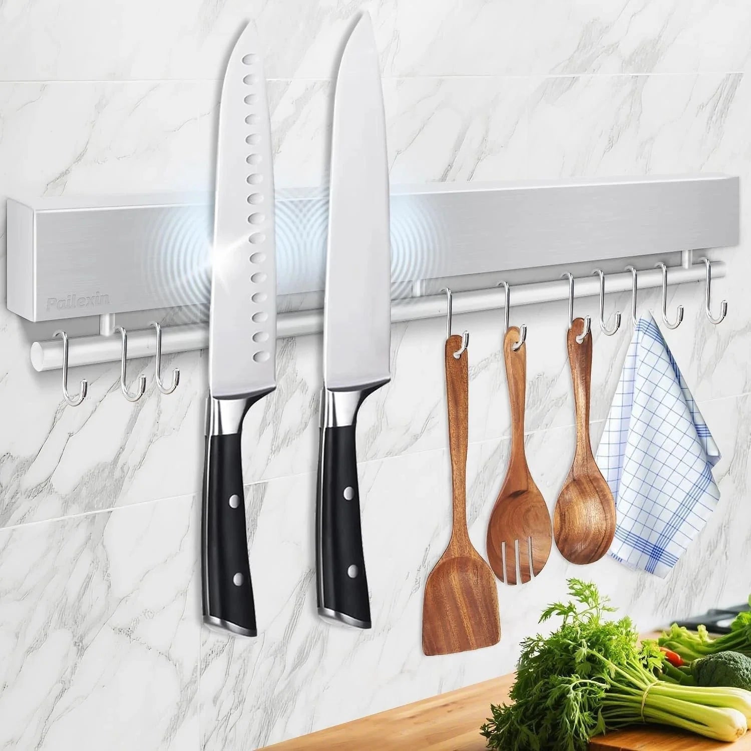 17 Inch Magnetic Knife Holder for Wall - Stainless Steel Magnetic Strip No Drill 07FC0E-D4 - KOEEK [1]