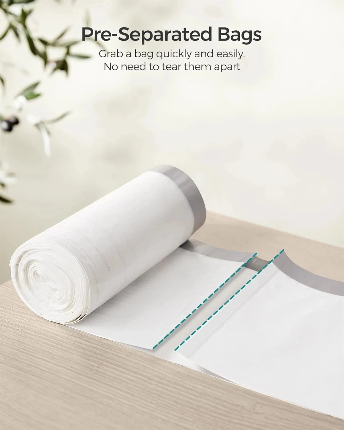 180 pull-string kitchen garbage bags, 4 rolls, white 07FC0E-D4 - KOEEK [4]