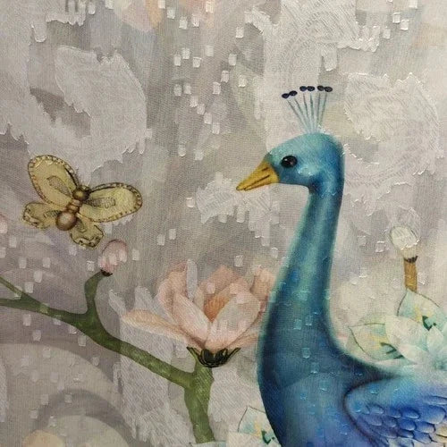 180x70cm Peacock Print Xiangyun Silk Scarf Chinese Style Shawl Wrap 07FC0E-D4 - KOEEK [3]