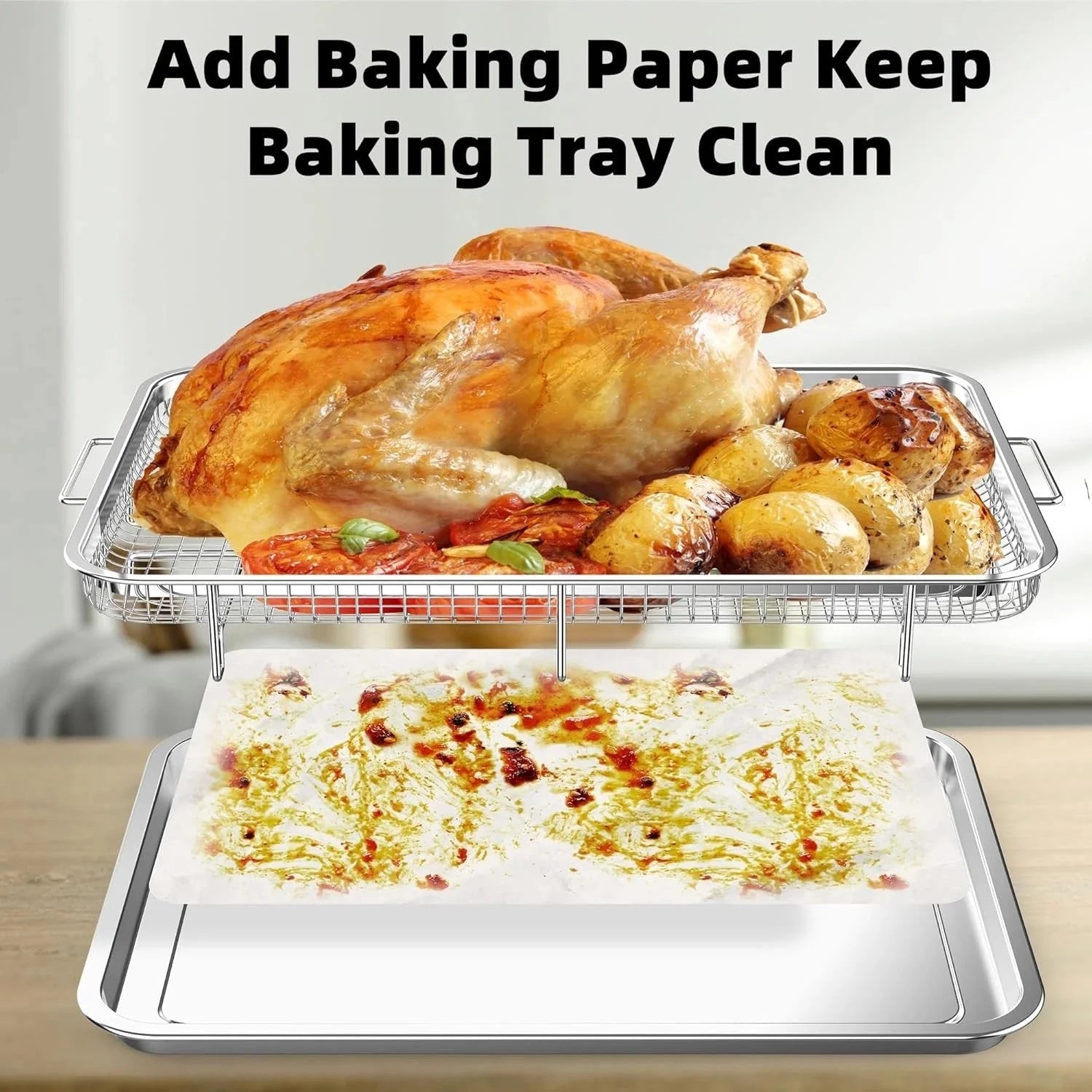 18.6×12.8oven-safe air fryer basketcomes with 30 sheets of baking paper 07FC0E-D4 - KOEEK [4]
