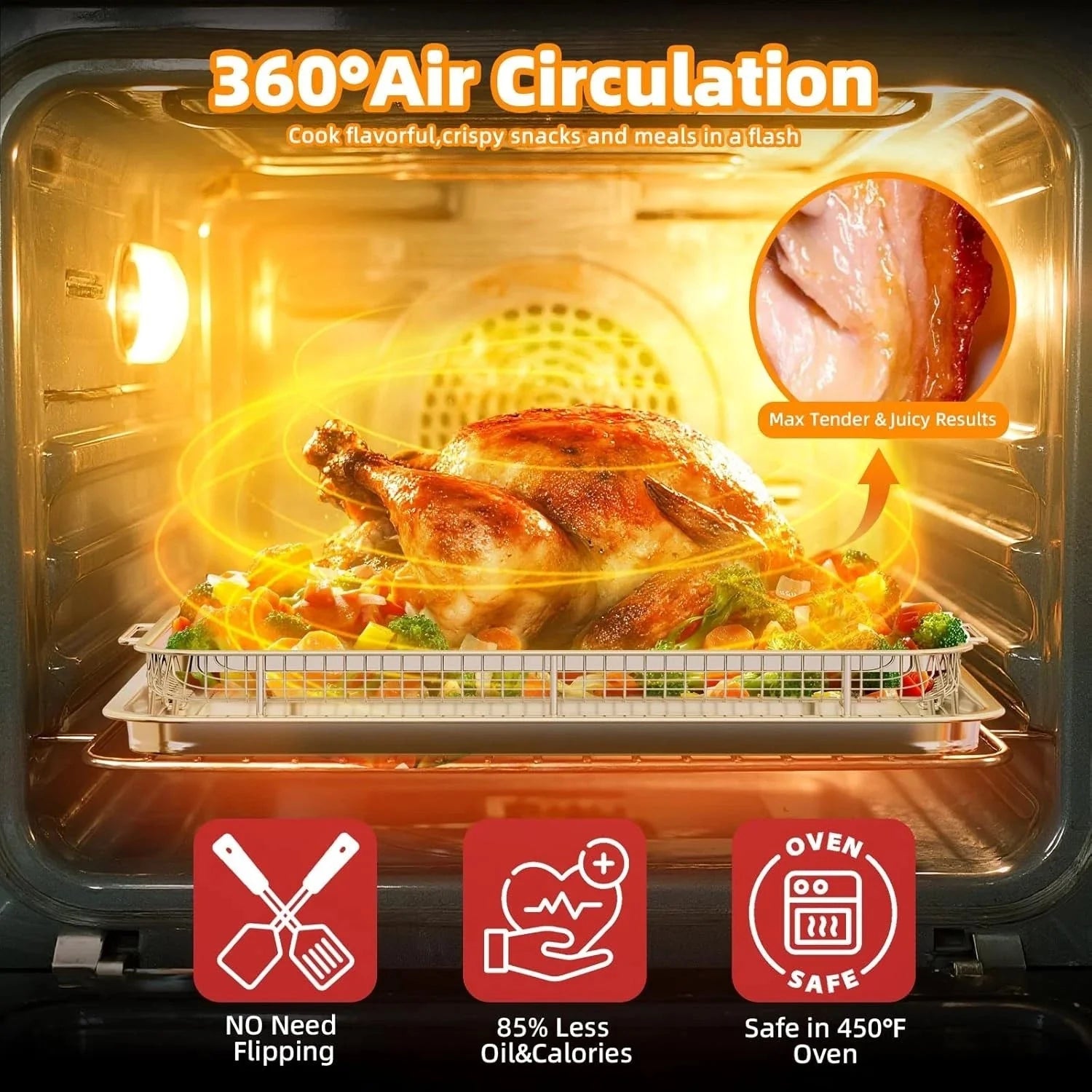 18.6×12.8oven-safe air fryer basketcomes with 30 sheets of baking paper 07FC0E-D4 - KOEEK [5]