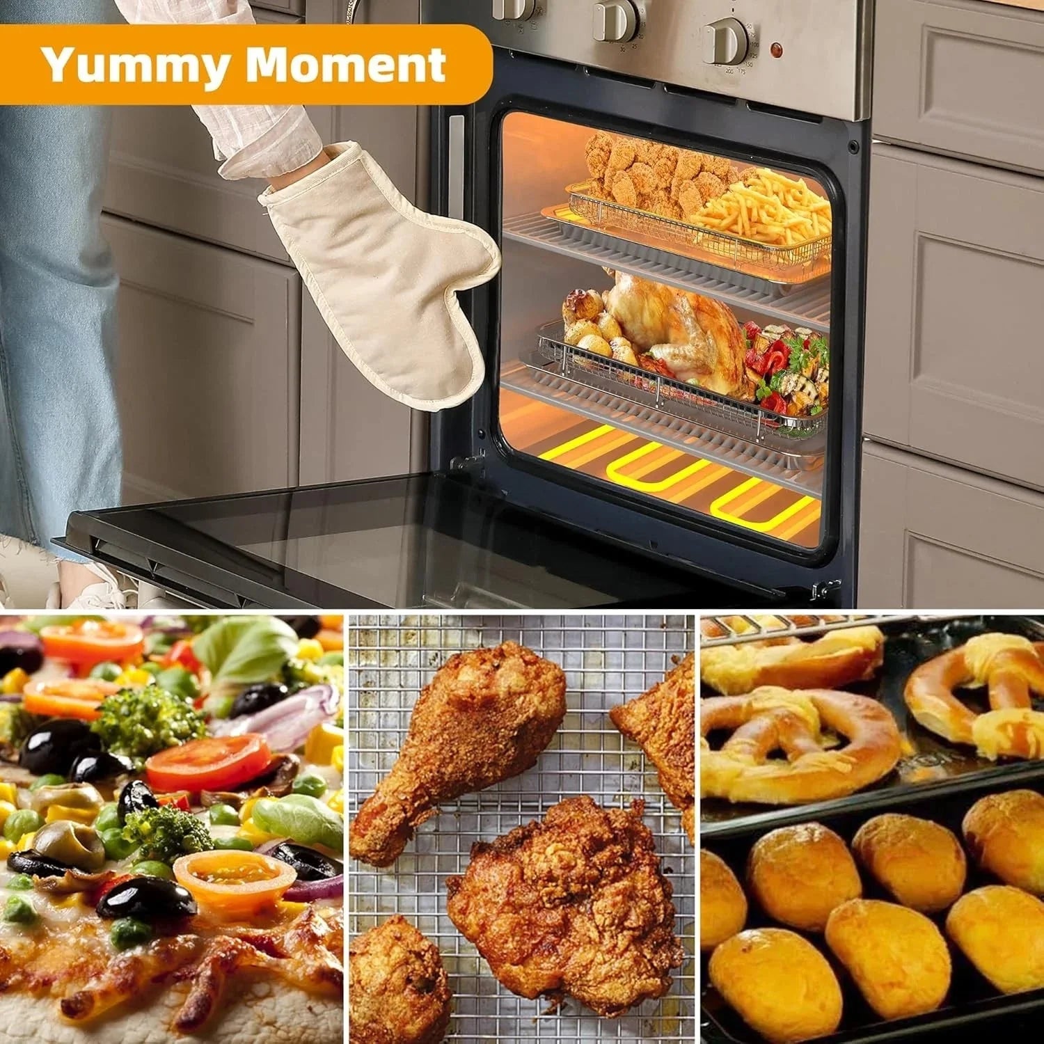 18.6×12.8oven-safe air fryer basketcomes with 30 sheets of baking paper 07FC0E-D4 - KOEEK [7]