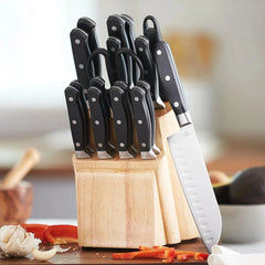 18-PiecePremium High Carbon Stainless Steel Blade Set with Pine Wood Block,Black 07FC0E-D4 - KOEEK [2]