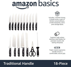 18-PiecePremium High Carbon Stainless Steel Blade Set with Pine Wood Block,Black 07FC0E-D4 - KOEEK [3]