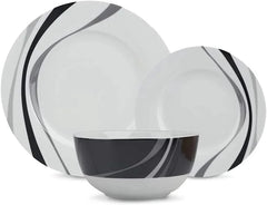 18 Piece Dinnerware Set, Plates, Dishes and Bowls, Serves 6, Swirl Color 07FC0E-D4 - KOEEK [2]